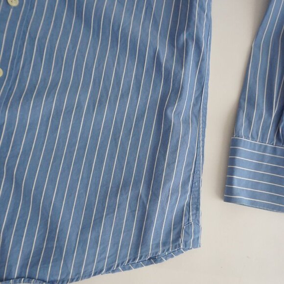 Abercrombie & Fitch New York Blue White Muscle Stripe 100% Cotton Dress Shirt M - Picture 5 of 10